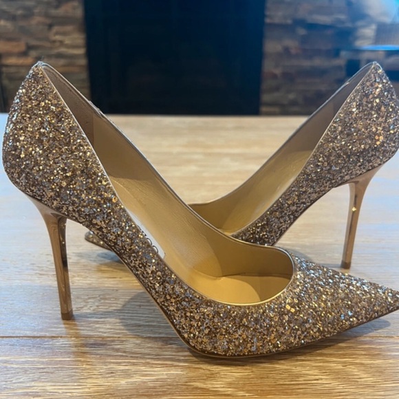 Jimmy Choo Sparkling Gold Pumps - Picture 1 of 6